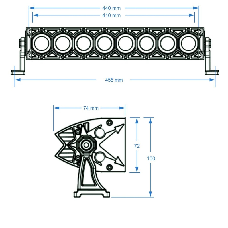 LED valgusramp SHARK LED LIGHT BAR 17" WITH HALO RING, CREE LED, 80W