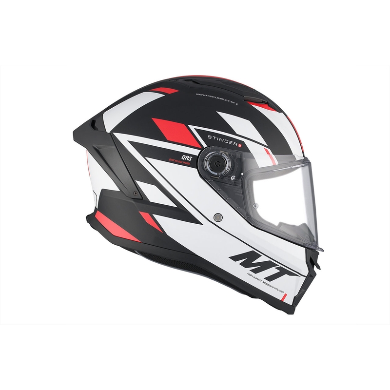 MT Stinger 2 Solid Zivze integreeritud mootorratta kiiver valge-must-punane matt