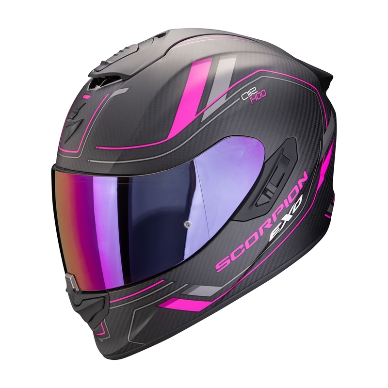 Integreeritud mootorratta kiiver Scorpion EXO-1400 EVO II CARBON AIR MIRAGE matt must-roosa allahindlus