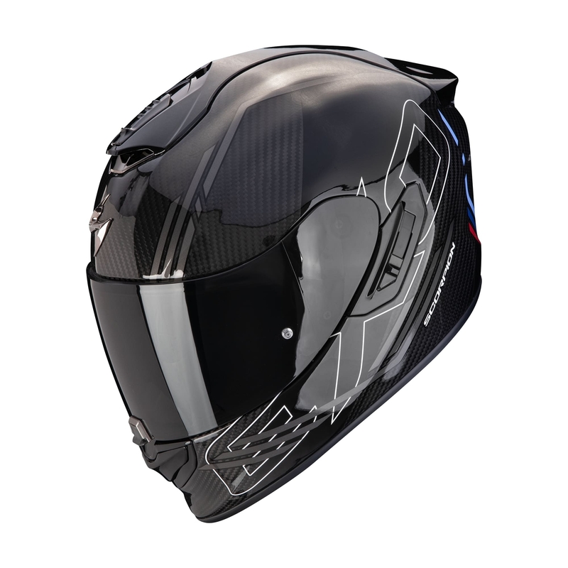 Integreeritud mootorratta kiiver Scorpion EXO-1400 EVO II CARBON AIR REIKA must-hõbedane-sinine allahindlus
