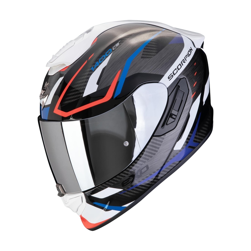Integreeritud mootorratta kiiver Scorpion EXO-1400 EVO II AIR ACCORD must-sinine-valge allahindlus