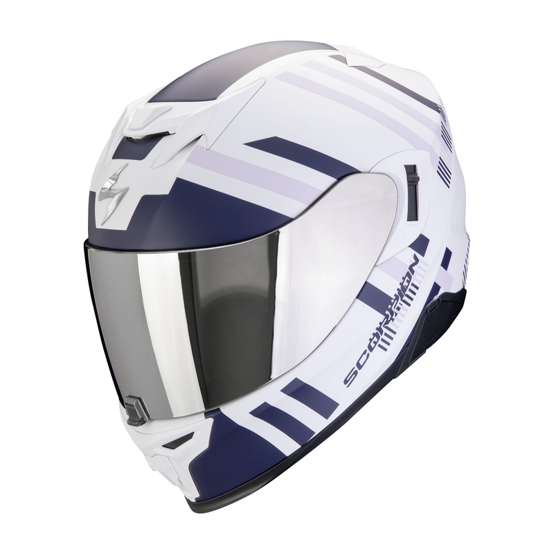 Integreeritud mootorratta kiiver Scorpion EXO-520 EVO AIR BANSHEE matt valge-sinine-lilla allahindlus