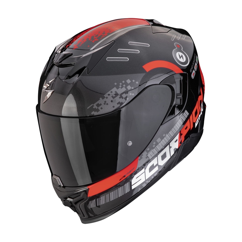 Integreeritud mootorratta kiiver Scorpion EXO-520 EVO AIR TITAN metalne must-punane allahindlus