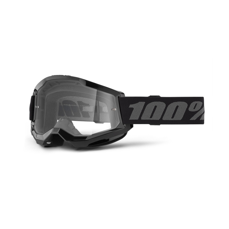 Motokross prillid 100% STRATA 2 Uus must (läbipaistev plexi)