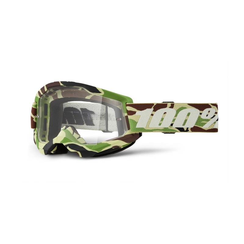 Motokross prillid 100% STRATA 2 New War Camo roheline (läbipaistev plexi)