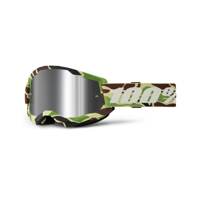 Motokross prillid 100% STRATA 2 New War Camo roheline (hõbedane plexi)