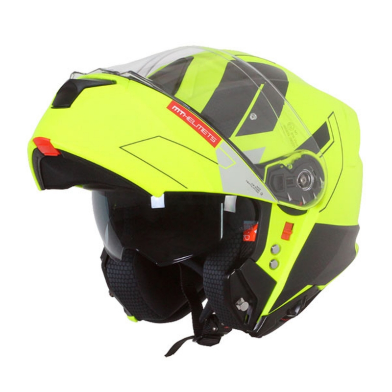 Vyklápěcí přilba na motorku MT Genesis SV Talo C3 fluo žluto-šedá matná