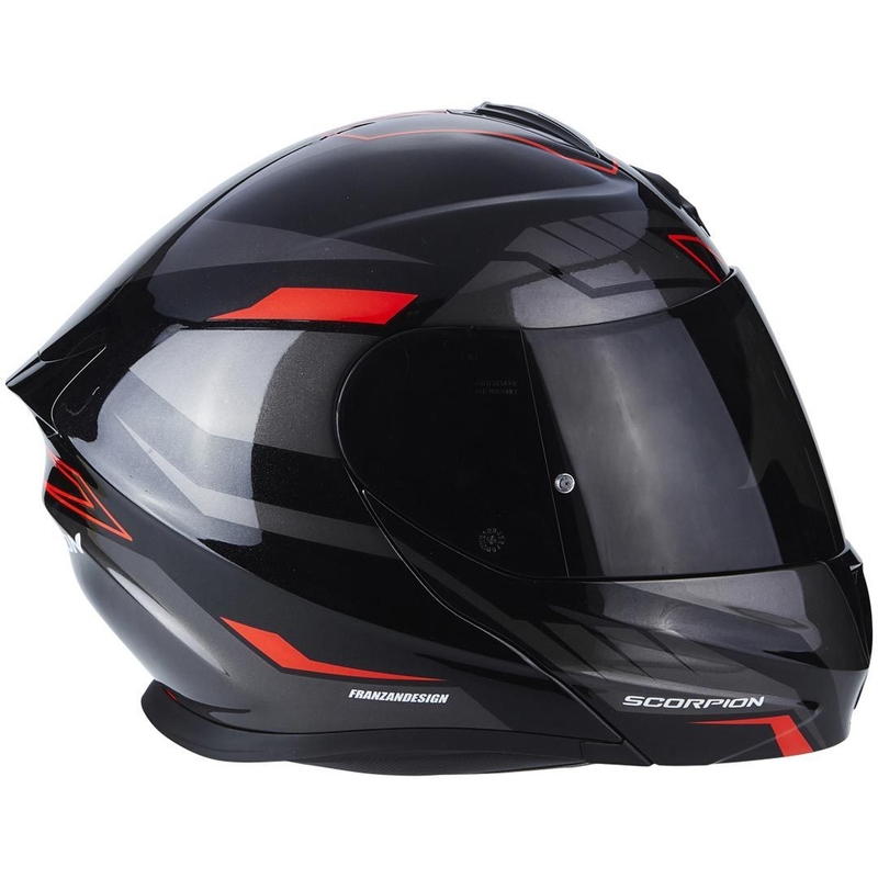 Moto přilba výklopná Scorpion EXO-920 Shuttle černo-stříbrno-červená výprodej
