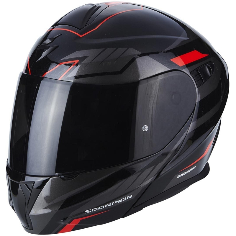 Moto přilba výklopná Scorpion EXO-920 Shuttle černo-stříbrno-červená výprodej