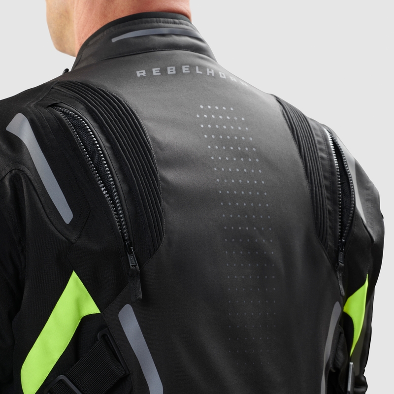 Mootorratta jope Rebelhorn Hiker IV must-antratsiit-fluo kollane