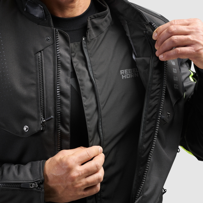 Mootorratta jope Rebelhorn Hiker IV must-antratsiit-fluo kollane