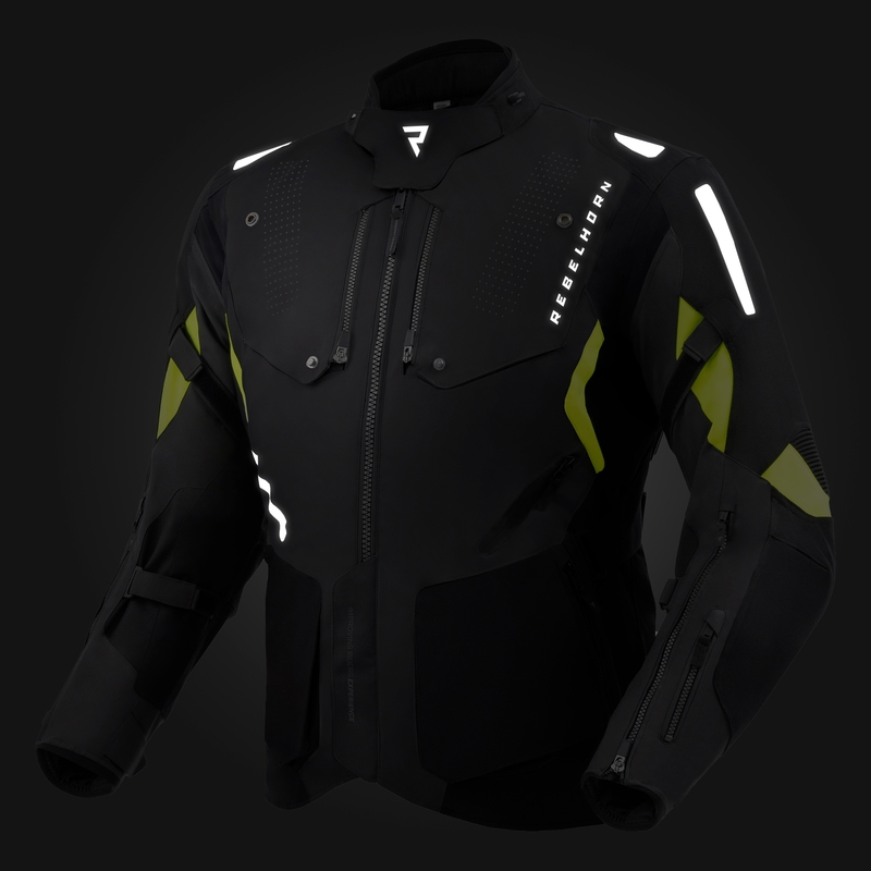 Mootorratta jope Rebelhorn Hiker IV must-antratsiit-fluo kollane