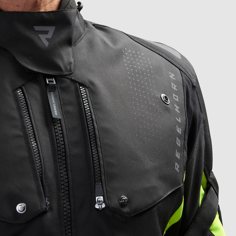 Mootorratta jope Rebelhorn Hiker IV must-antratsiit-fluo kollane