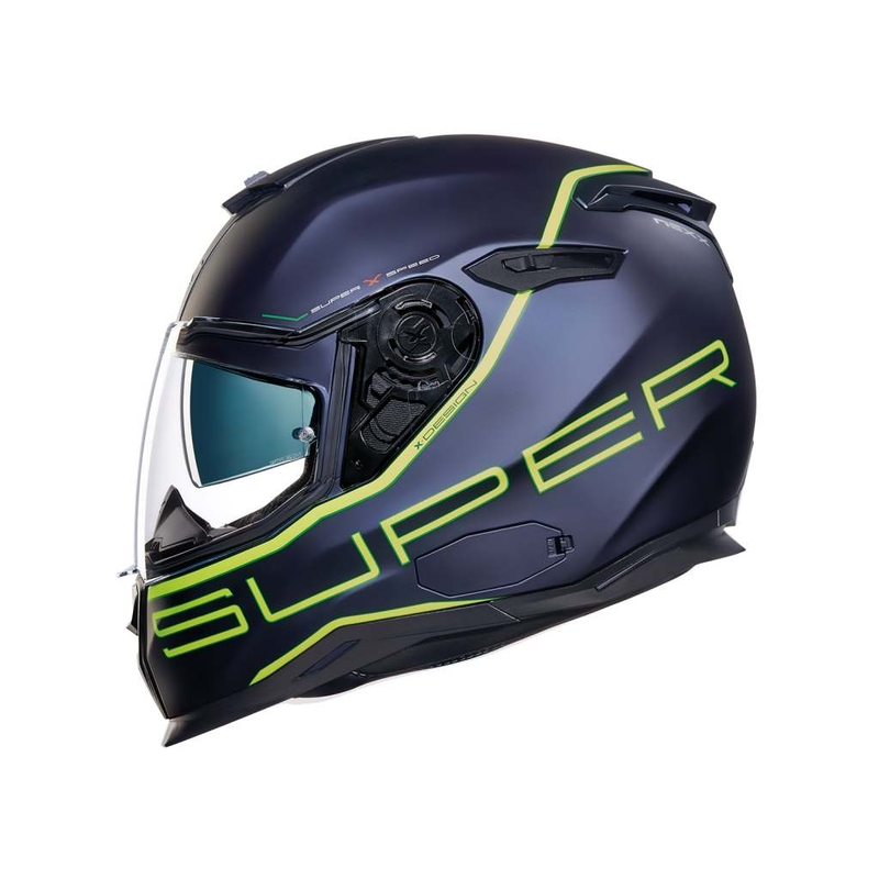 Přilba na motorku Nexx SX 100 Superspeed modrá matná-fluo žlutá výprodej