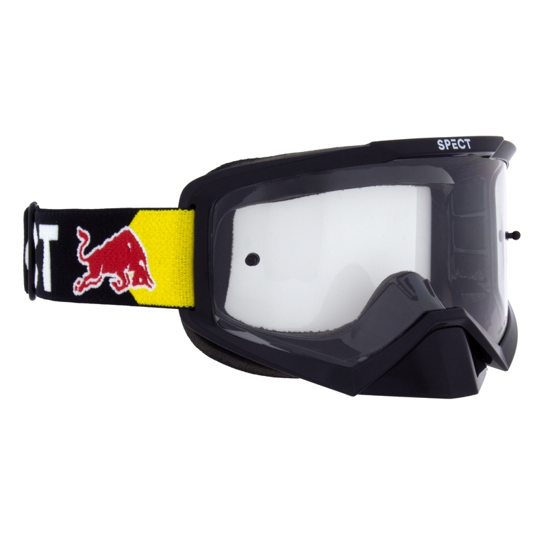 Motokrossiprillid Red Bull Spect EVAN musta värvi ja läbipaistva klaaspildiga