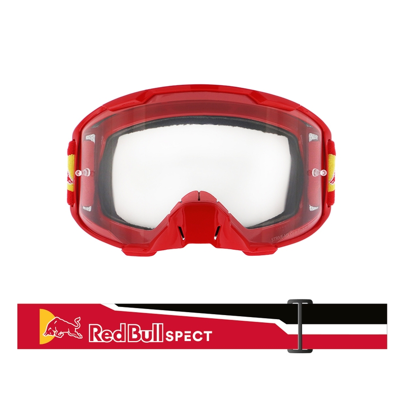 Motokrossiprillid Red Bull Spect STRIVE S punased, läbipaistva klaasiga