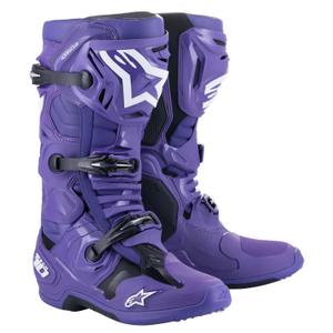 Alpinestars Tech 10 mootorratta saapad lilla-must-valge