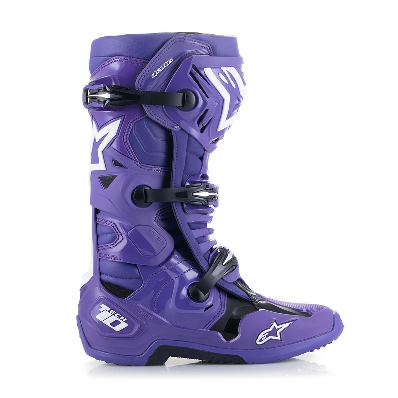 Alpinestars Tech 10 mootorratta saapad lilla-must-valge