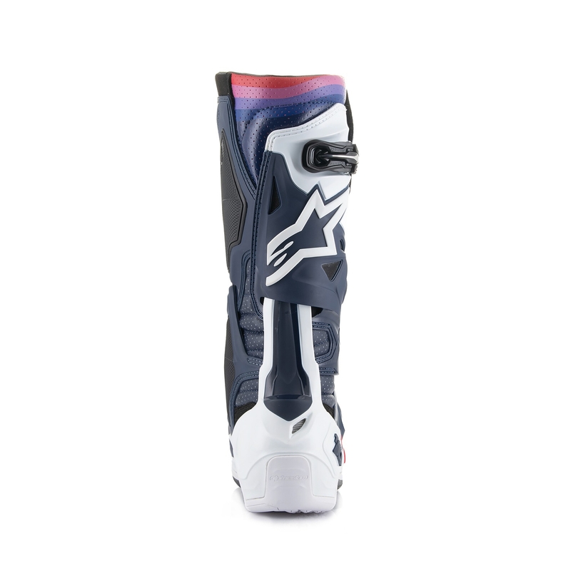 Alpinestars Tech 10 Supervented perforeeritud tumesinine-valge-punane-lilla mootorratta saapad