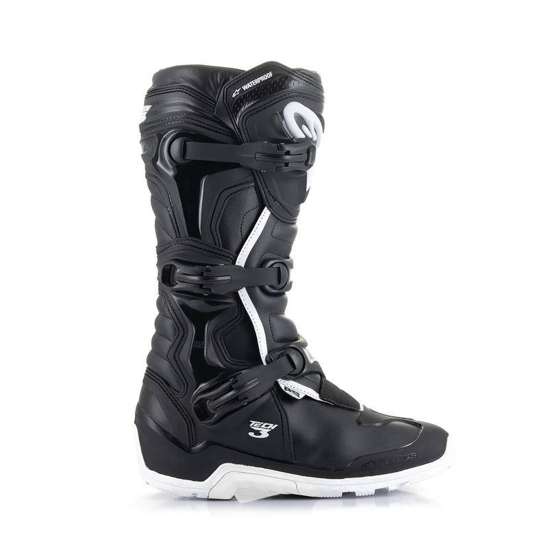 Alpinestars Tech 3 Enduro veekindel must-valge mootorratta saapad