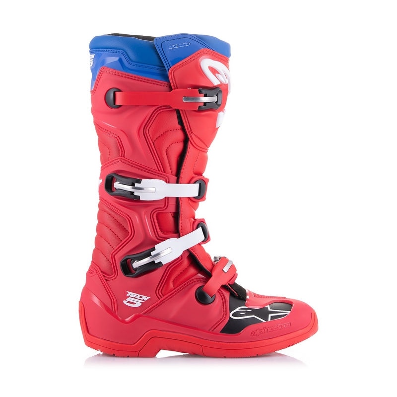 Alpinestars Tech 5 punane-sinine-valge-mustad mootorrattasaapad