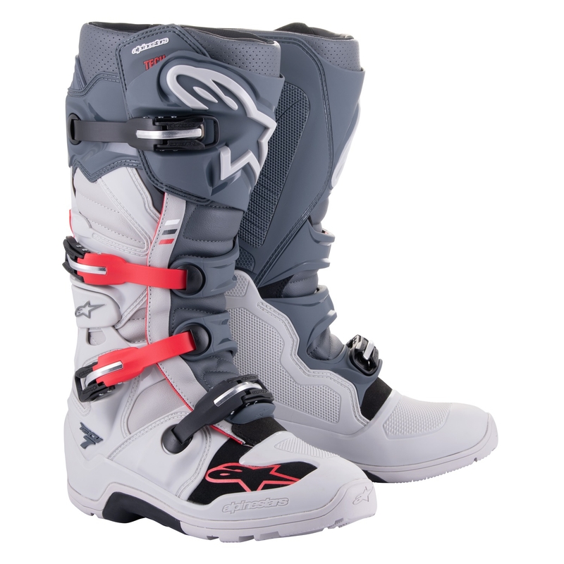Boty na motorku Alpinestars Tech 7 Enduro 2024 šedo-červeno fluo-černé
