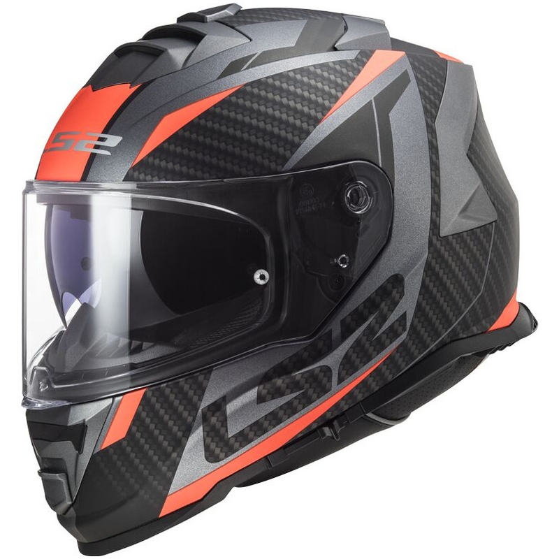LS2 FF800 Storm II Racer titaan-oranž integreeritud mootorratta kiiver