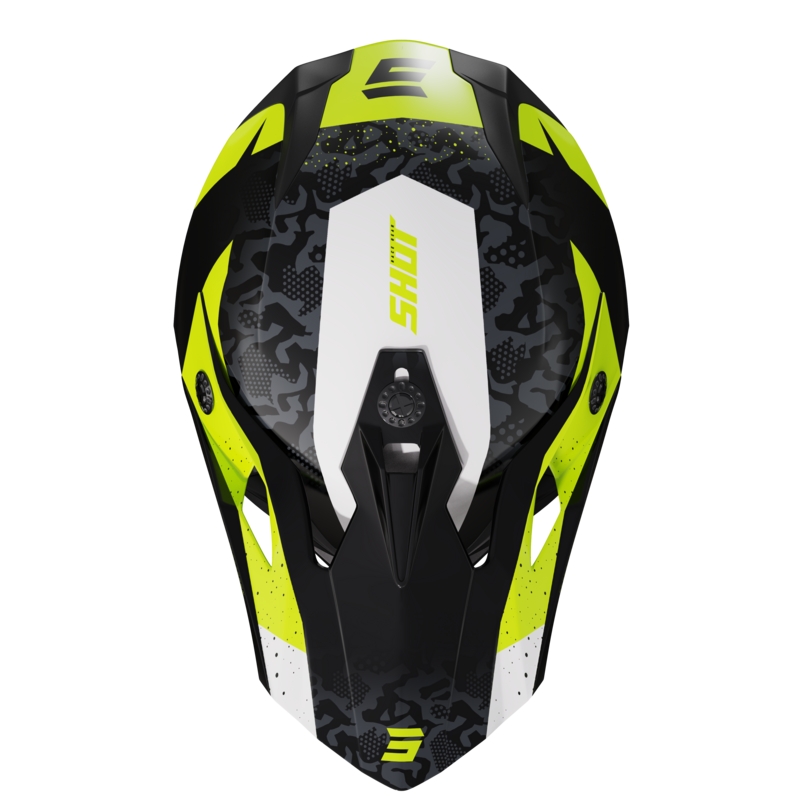 Motokrosová helma na motorku Shot Pulse Airfit černo-bílo-fluo žlutá lesklá výprodej