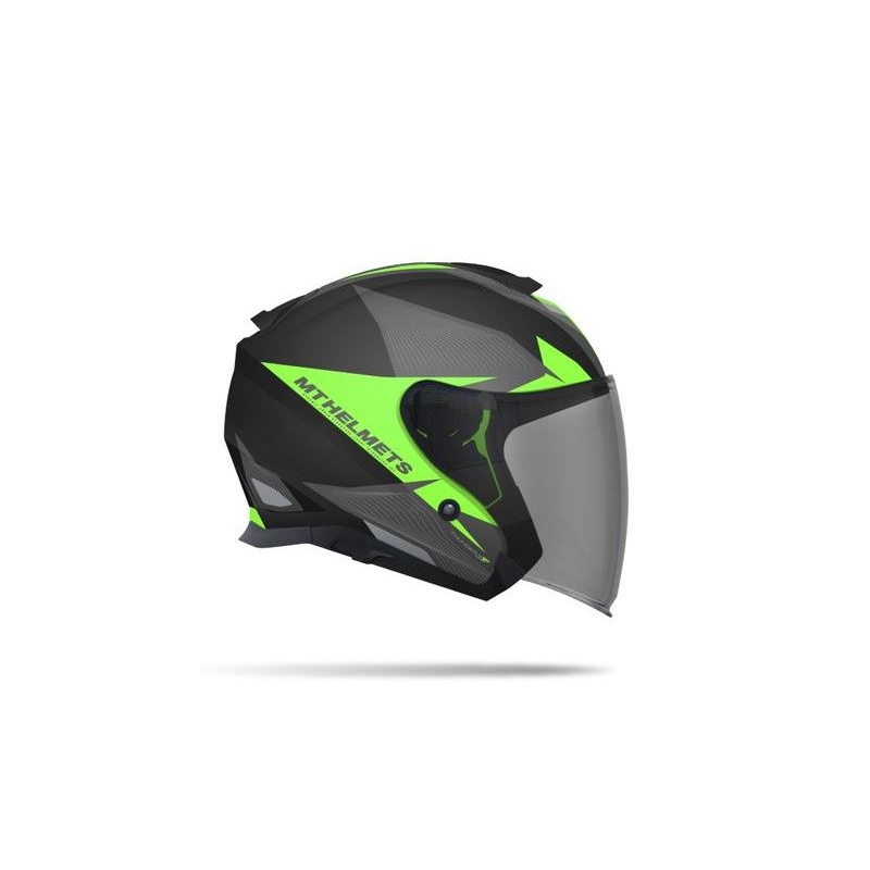 Přilba na motorku otevřená MT Thunder SV Jet Wing černá matná-fluo zelená