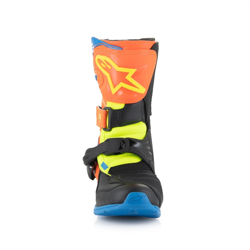 Alpinestars Tech 3S Kids fluo oranž-sinine-fluo kollane-mustad mootorratta saapad