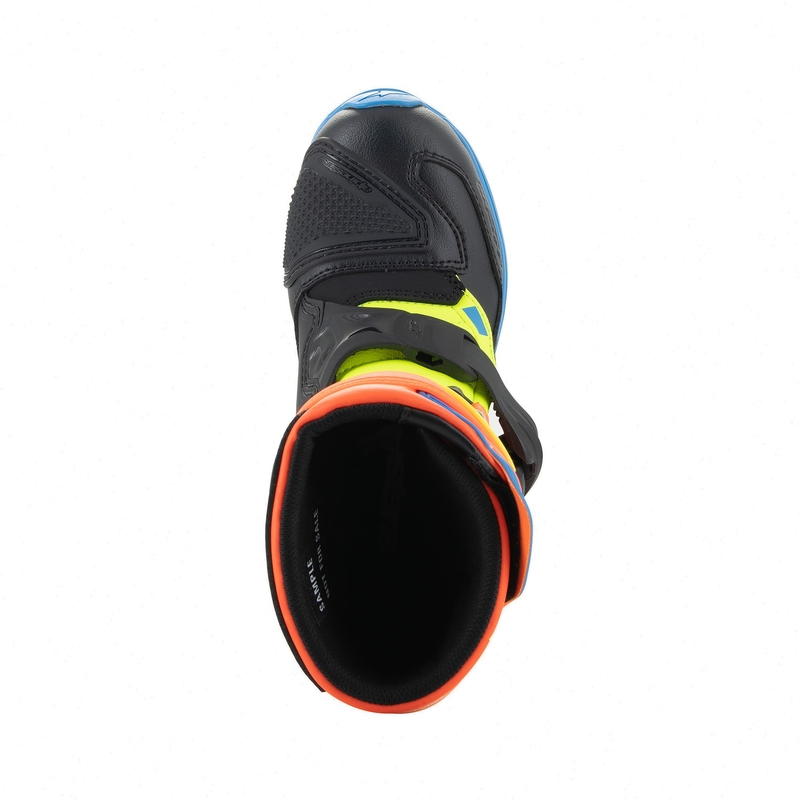 Alpinestars Tech 3S Kids fluo oranž-sinine-fluo kollane-mustad mootorratta saapad