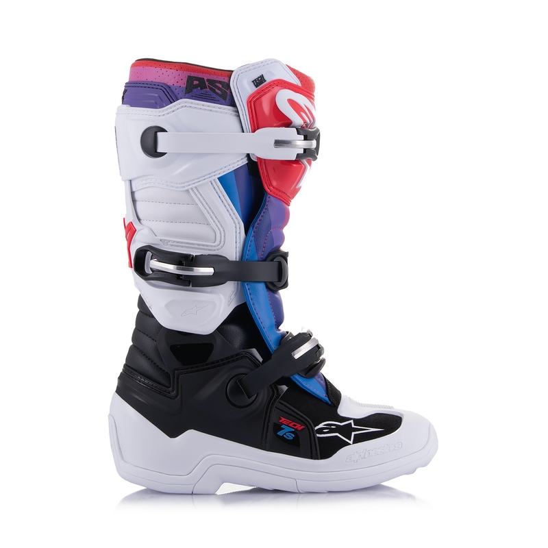 Alpinestars Tech 7 S laste motokrossisaapad valge-must-punane-purpurne