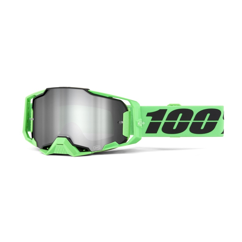 Motokrossiprillid 100% ARMEGA ANZA 2 roheline (peegelplekid hõbedane pleks)