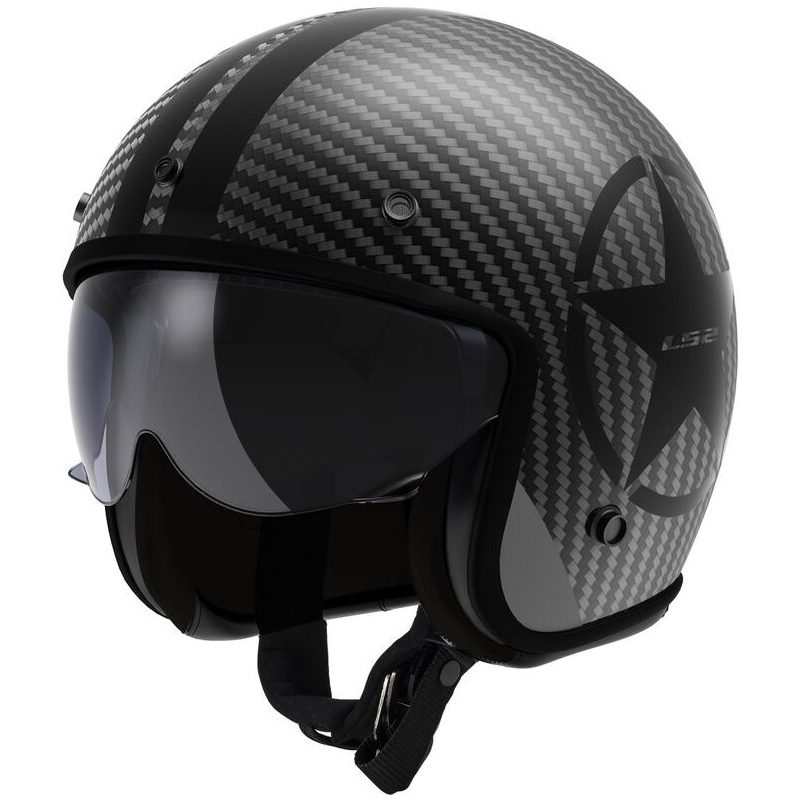 Avatud mootorratta kiiver LS2 OF601 Bob II Carbon Star Black Matte