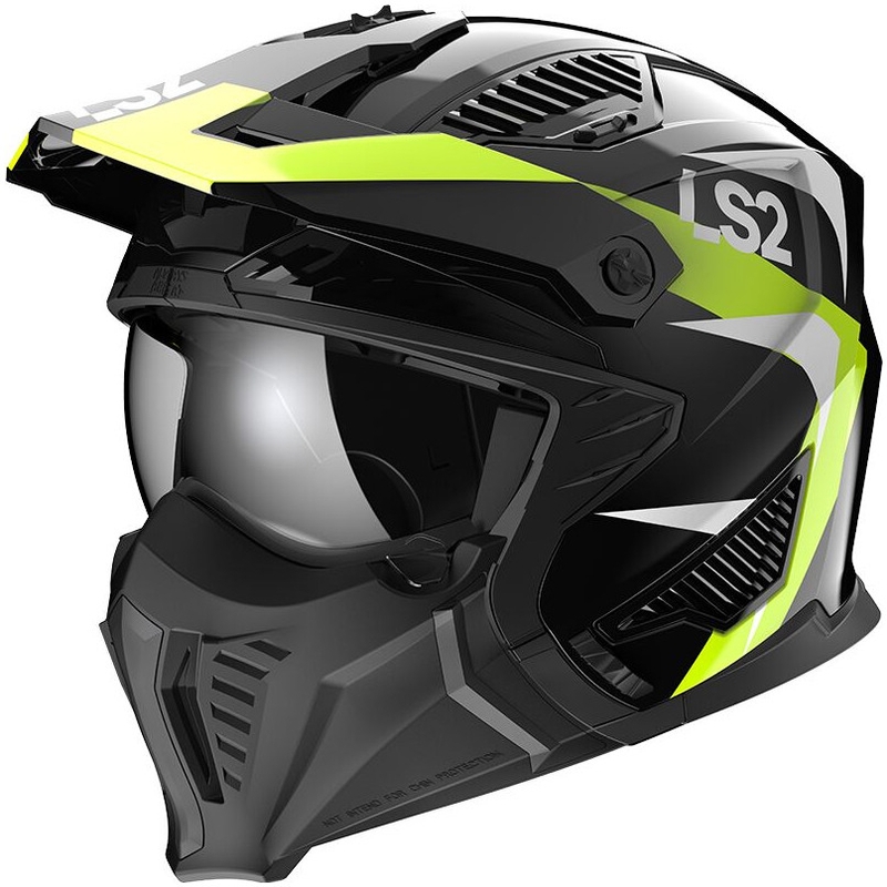 Mootorrattakiiver LS2 OF606 Drifter Triality must-fluo kollane
