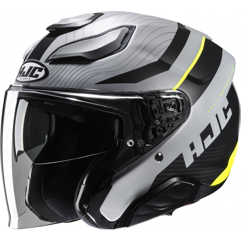 Avatud mootorratta kiiver HJC F31 Naby MC3HSF hall-must-fluo kollane