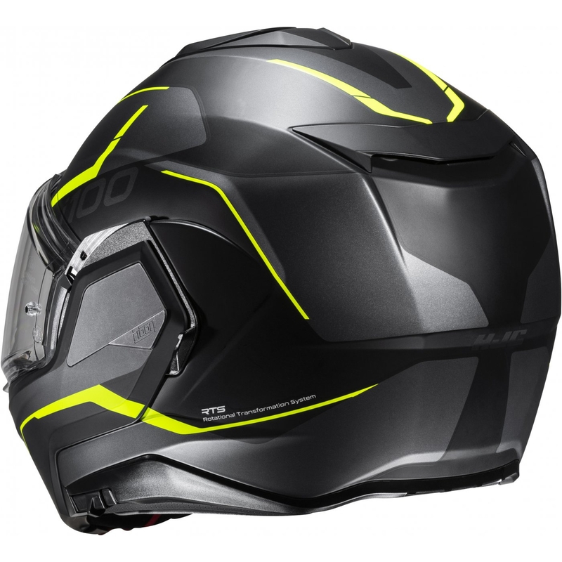 HJC i100 Lorix MC3HSF must-hall-kollane mootorratta kiiver.