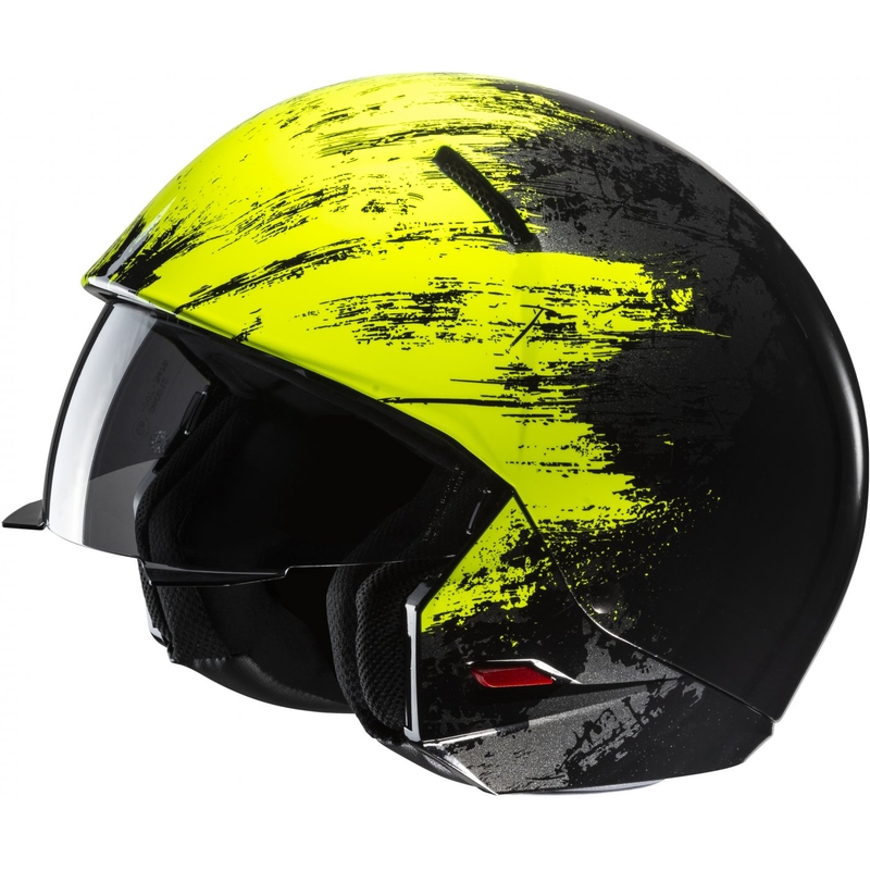 Avatud kiiver koos maskiga HJC i20 Furia MC3H must-fluo kollane