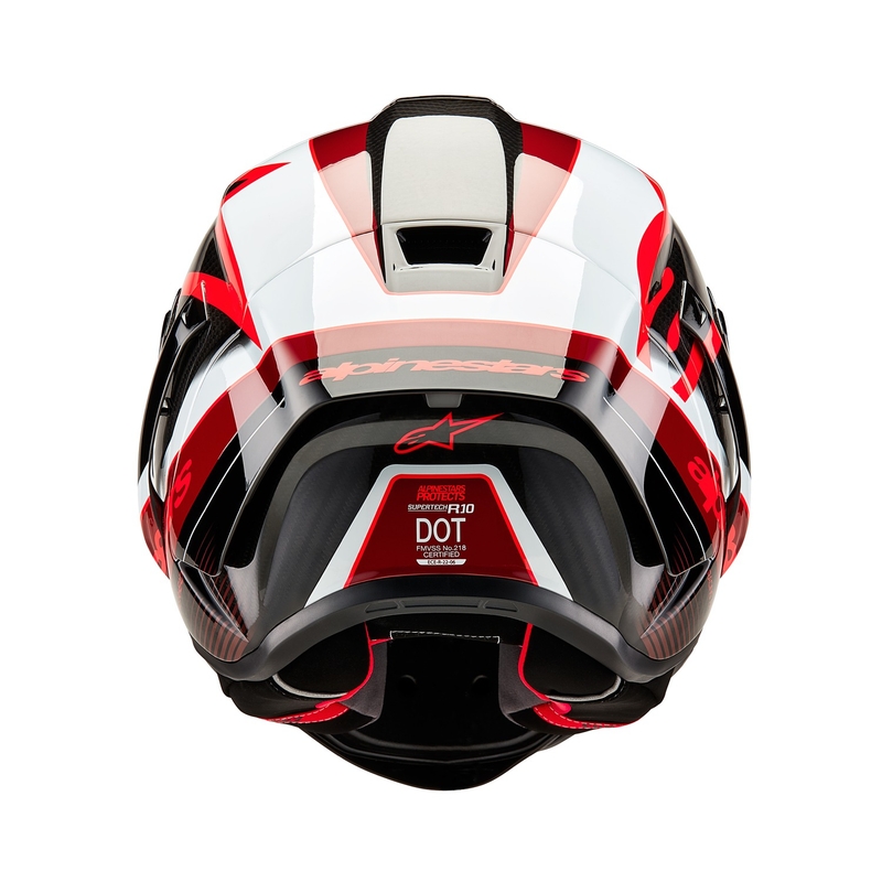Alpinestars Supertech R-10 Team süsiniku punane ja valge integraalne mootorratta kiiver