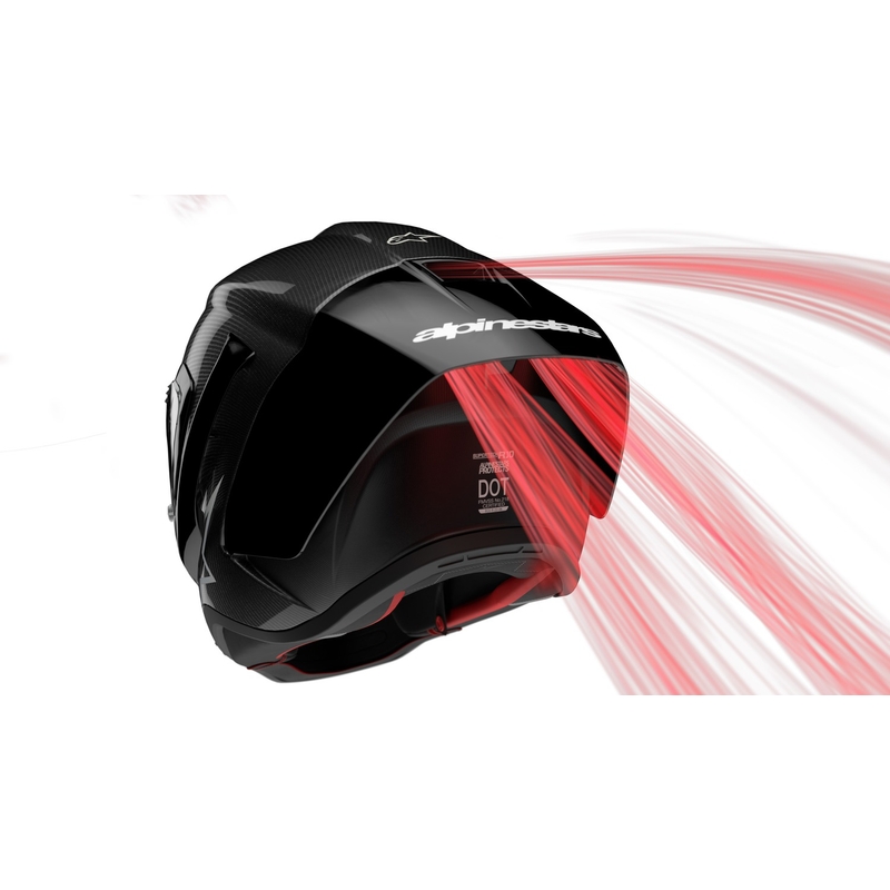 Alpinestars Supertech R-10 Team süsiniku punane ja valge integraalne mootorratta kiiver