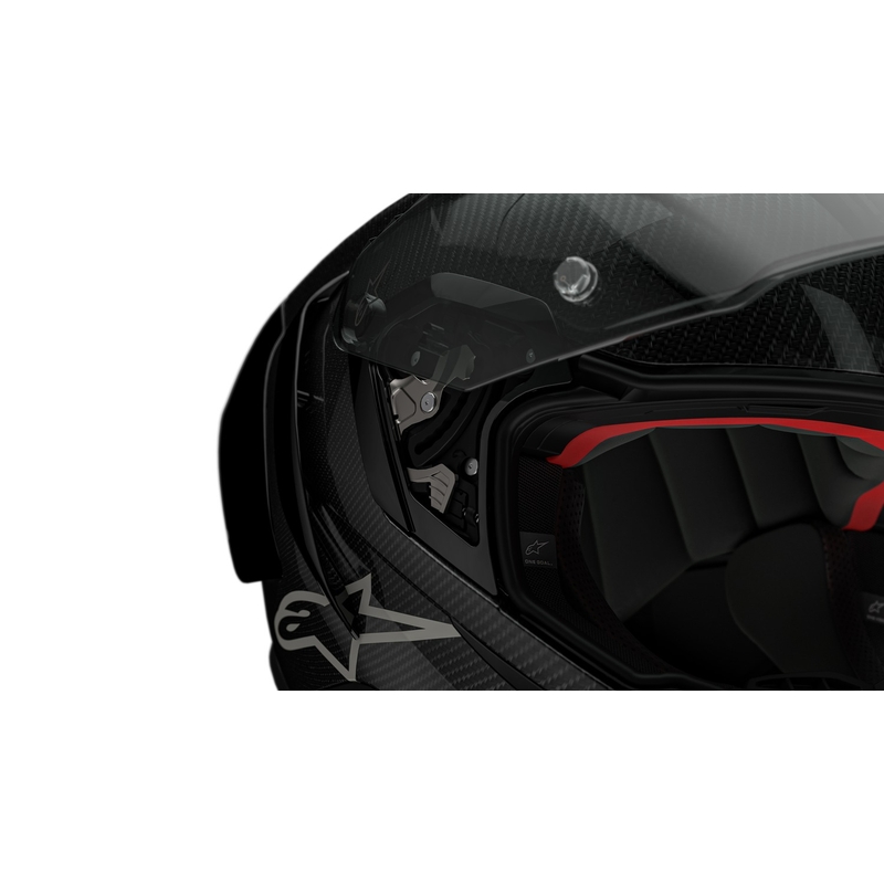 Alpinestars Supertech R-10 Team süsiniku punane ja valge integraalne mootorratta kiiver