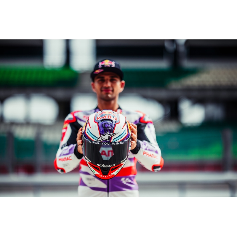 Alpinestars Supertech R-10 Team süsiniku punane ja valge integraalne mootorratta kiiver