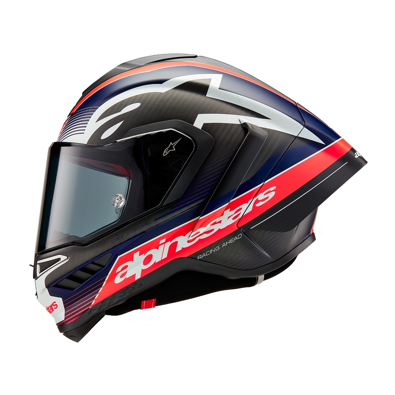 Alpinestars Supertech R-10 Team carbon fluo punane-sinine-valge matt integraalne mootorratta kiiver