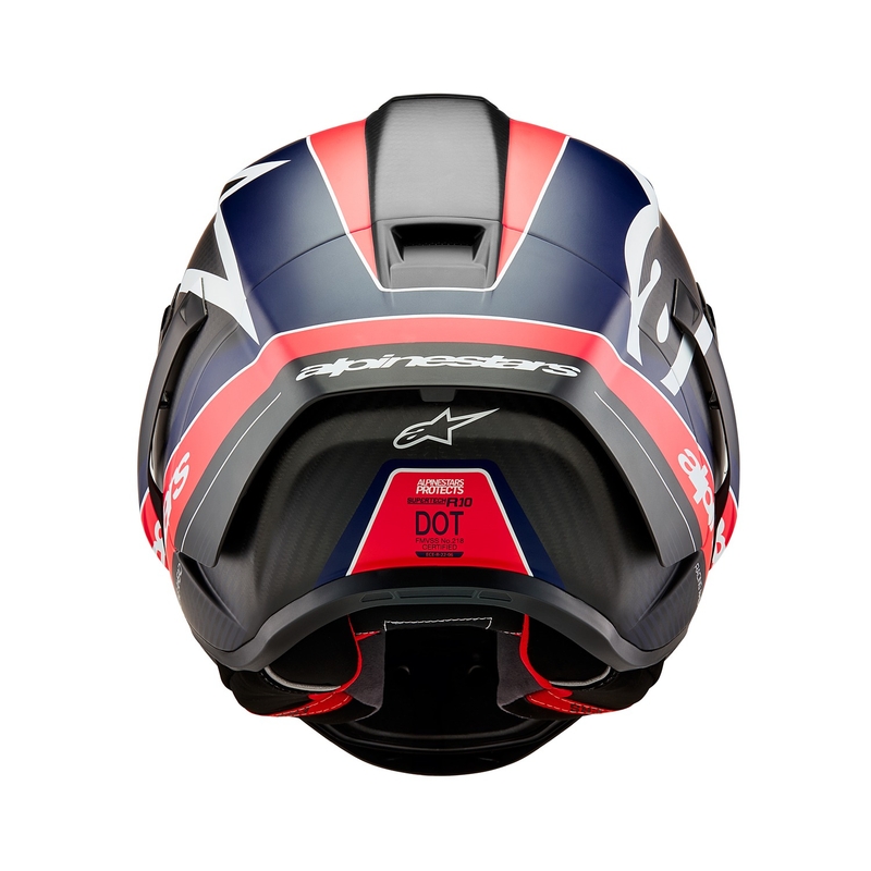 Alpinestars Supertech R-10 Team carbon fluo punane-sinine-valge matt integraalne mootorratta kiiver