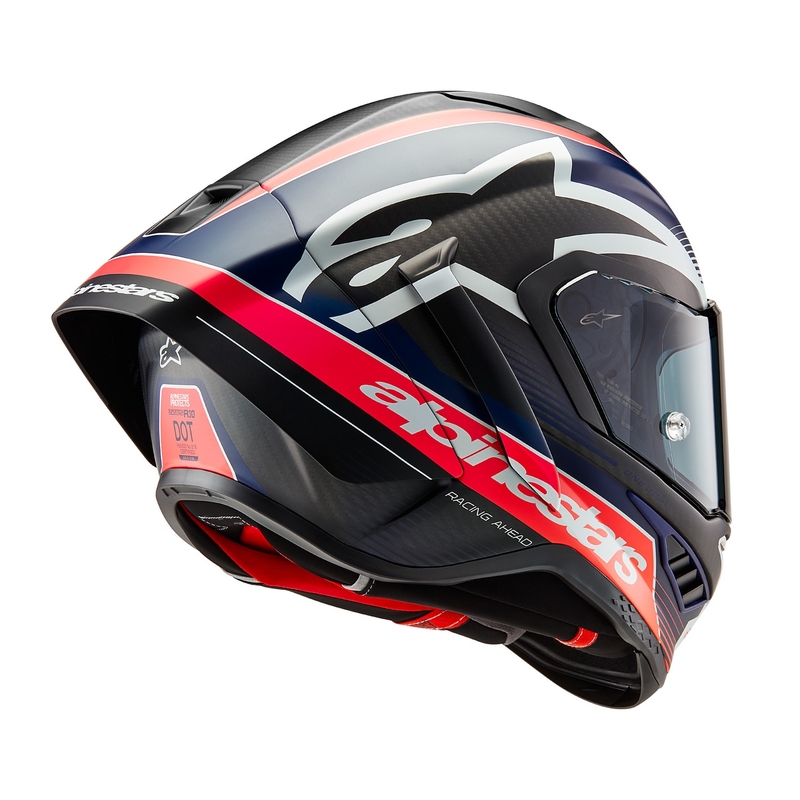 Alpinestars Supertech R-10 Team carbon fluo punane-sinine-valge matt integraalne mootorratta kiiver