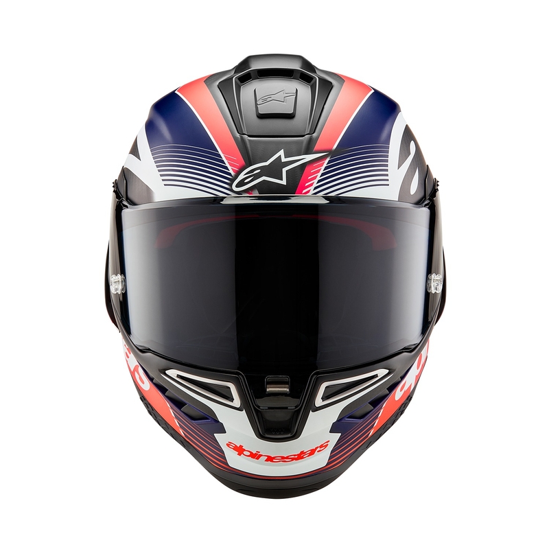 Alpinestars Supertech R-10 Team carbon fluo punane-sinine-valge matt integraalne mootorratta kiiver