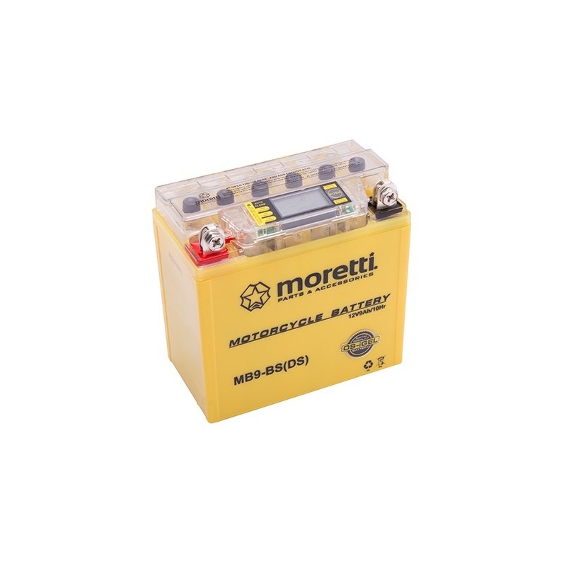 Bezúdržbová gelová baterie  Moretti  MB9-BS, 12V 9Ah s měřičem napětí