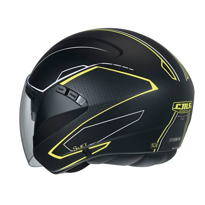Otevřená přilba na motorku CMS S-JET Vision černo-fluo žlutá