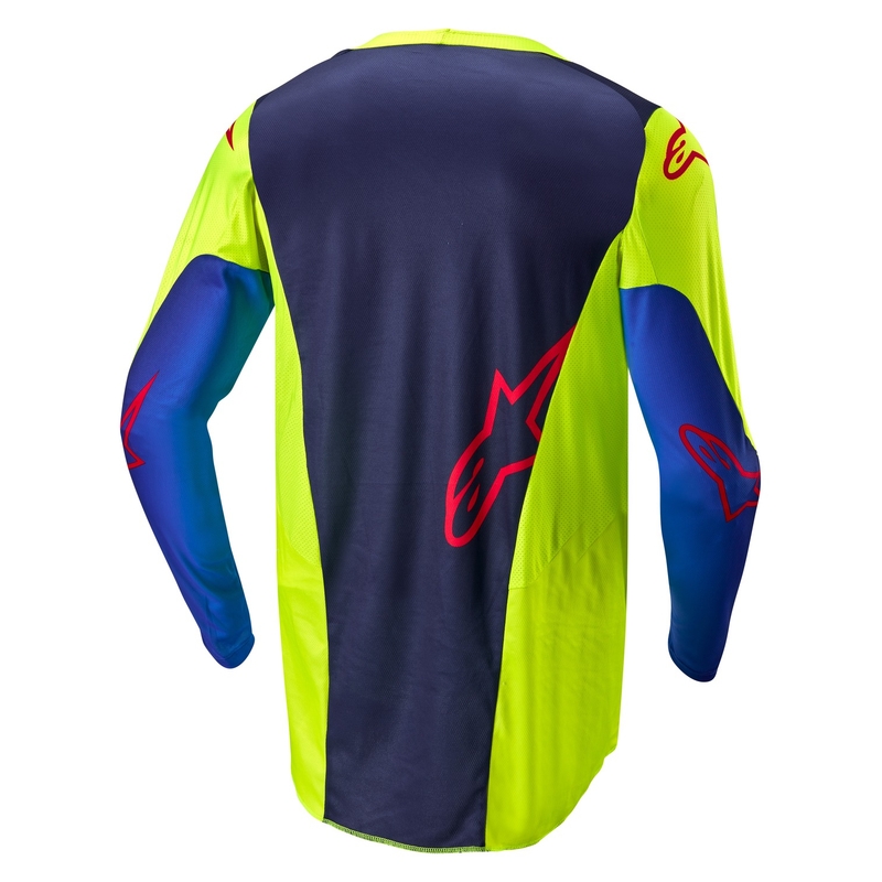 Alpinestars Racer Hoen fluo kollane-sinine-punane motokrossitrikoo