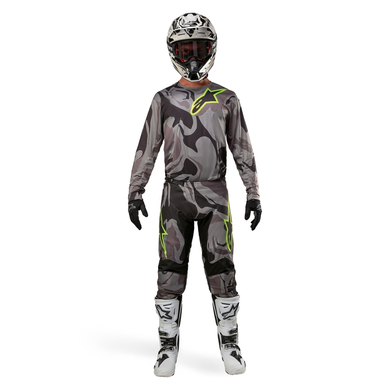 Alpinestars Racer Tactical motokrossipüksid hallid kamo-fluo kollased-mustad